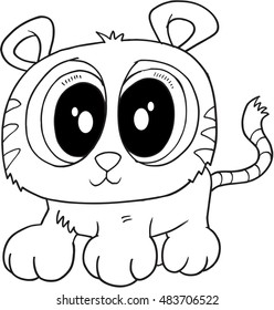 Cute Doodle Tiger Vektorgrafik Kunst
