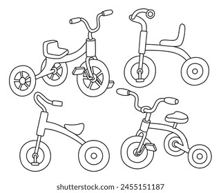 Lindo doodle triciclo o bicicleta de bebé conjunto.