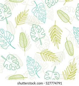 Cute doodle tropical pattern. Vector seamless illustration