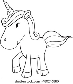 Cute Doodle Unicorn Vector Illustration Art 