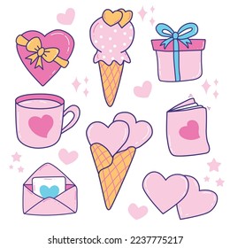 Cute doodle valentines day element collection