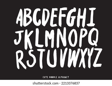 Cute doodle Vector background with black and white letters,Cute doodle Alphabet,alphabet pattern