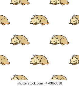 Cute doodle vector cats seamless pattern. Beautiful cat. Fun animals