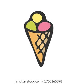 cute doodle vector ice cream icon