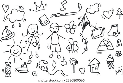 Cute doodle vector illustration for kid
