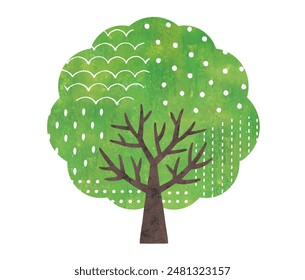 Cute doodle watercolor big tree