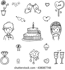 Cute doodle wedding party