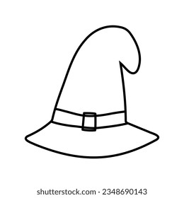 Cute doodle Wide Brimmed Witch Hat with Conical Crown.