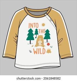 CUTE DOODLE WILD NATURE GRAPHIC FULL SLEEVE TEE FOR TODDLER BOYS AND BABY BOYS