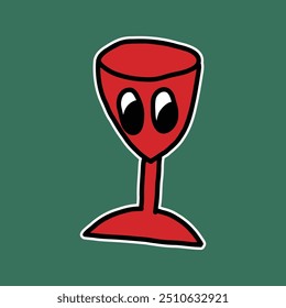 cute doodle wine glass character illustration