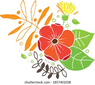 Cute doodles. Bouquet. Flowers. Indoor plant