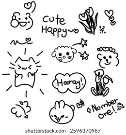 Cute doodles elements design for templates Vector illustration.