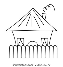 Cute doodles. A hand-drawn house. Vector illustration