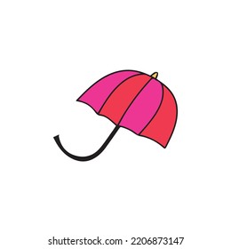 Cute doodles umbrella isolated on white backgrkound