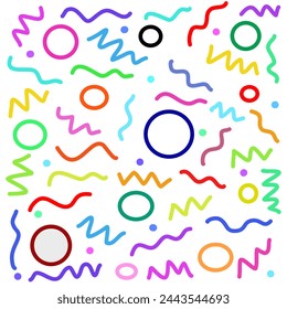 Cute garabatos en varios colores, forma circular, aspecto moderno, muchos usos.