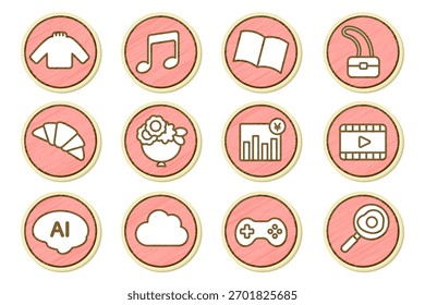 Conjunto de iconos de estilo doodle lindo para App y servicios de Suscripción