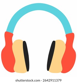 Cute doodle-style vector of headphones in bright colors. Perfect for music, travel accessories, podcast, or lifestyle-related designs. Ideal for web, app, and educational use.