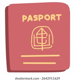 Um vetor bonito estilo doodle de um passaporte de viagem em cor plana. Ótimo para blogs de viagem, sites de turismo, conteúdo relacionado a vistos e designs com temas de viagem para impressão e digital.