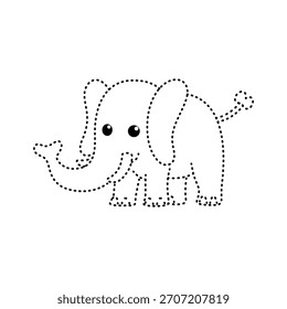 Cute dotted elephant outline to help children learn drawing and tracing skills