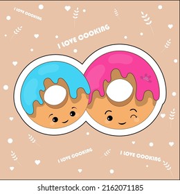 pegatinas de donuts dobles lindas en el fondo