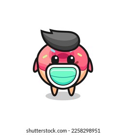 cute doughnut cartoon wearing a mask