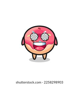 personaje de rosquilla lindo con ojos hipnotizados