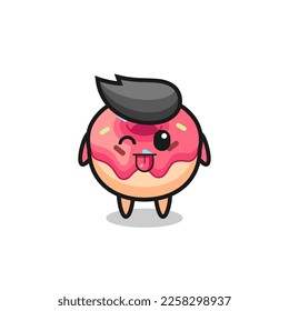 cute doughnut character in sweet expression while sticking out her tongue