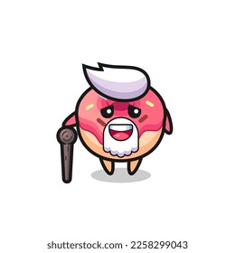 cute doughnut grandpa is holding a stick