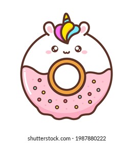 cute doughnut in unicorn shape