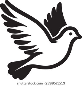 cute dove bird animal silhouette vector art flat design outline illustration