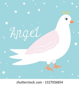 Cute dove bird art, vector illustration