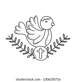 cute dove bird religious with crown