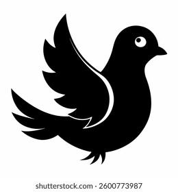 Cute dove bird silhouette vector