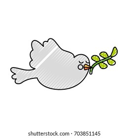 cute dove with olive branch