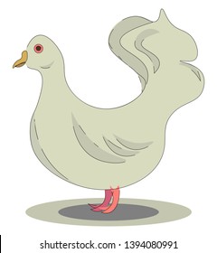 A cute dove in white color with pink eyes and legs vector color drawing or illustration