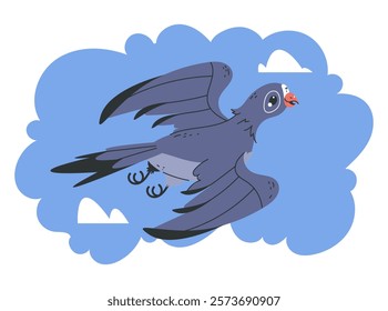 Cute doves birds pigeons characters isolated set. Vector flat graphic design element illustration