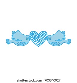cute doves flying with heart