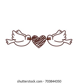 cute doves flying with heart