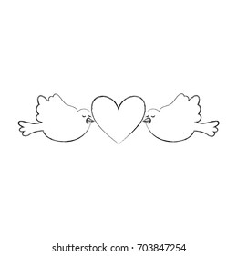 cute doves flying with heart