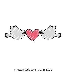 cute doves flying with heart