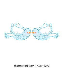 cute doves flying icon