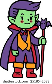 bonitinho dracula menino halloween fantasia ilustração estilo plano para site de cartão, aplicação, impressão, documento, design de cartaz, etc.