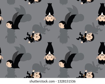 Cute Dracula Cartoon Grey Background Seamless Wallpaper