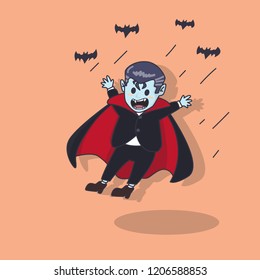 cute Dracula cartoon vector design illustration for Halloween card 