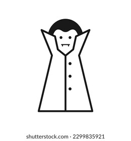 Cute dracula character line icon on white background. Eps 10.