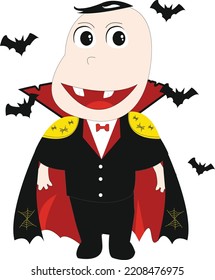 Cute Dracula Character, Vector Illustration