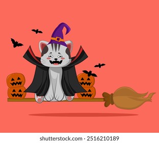 Bela dracula halloween gato personagem ícone desenho animado ilustração.