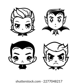 cute dracula head collection set hand drawn illustration