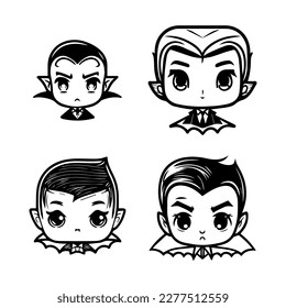 cute dracula head collection set hand drawn illustration