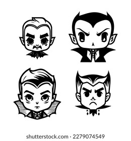 cute dracula head collection set hand drawn illustration